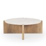 70647-AB - Bianca Light Brown Wood w/ Round Marble Top Coffee Table