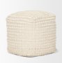 70762 - Sakaye Beige w/ Cream Stitched Patterned Pouf