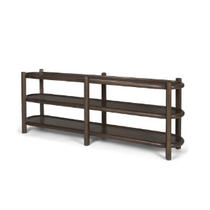 Romi Dark Brown Wood w/ 3 Shelves Oval Console Table