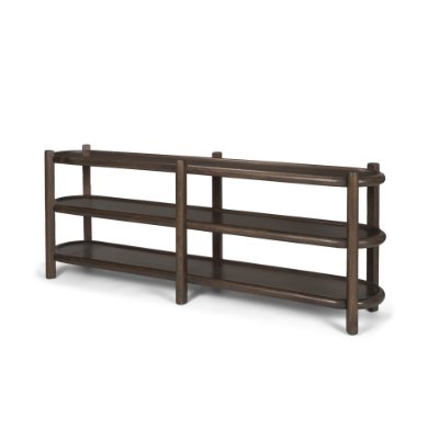 70640 - Romi Dark Brown Wood w/ 3 Shelves Oval Console Table