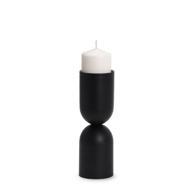 70708 - Qamra Medium Black Metal Pillar Candle Holder