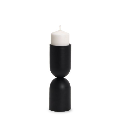 70708 - Qamra Medium Black Metal Pillar Candle Holder