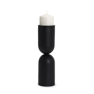 70709 - Qamra Tall Black Metal Pillar Candle Holder
