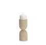 70710 - Qamra Short Beige Textured Metal Pillar Candle Holder