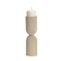 70712 - Qamra Tall Beige Textured Metal Pillar Candle Holder Candle Holder