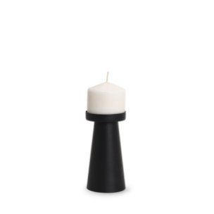 Quadir Short Matte Black Metal Candle Holder