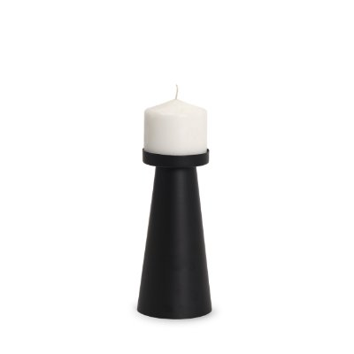 70714 - Quadir Medium Matte Black Metal Candle Holder
