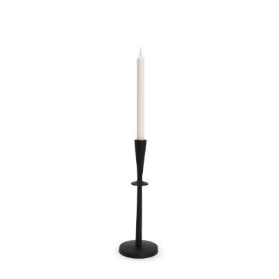 70717 - Qwin Matte Black Cast Aluminum Medium Candle Holder