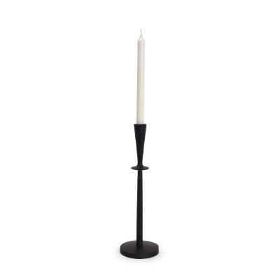 70718 - Qwin Matte Black Cast Aluminum Tall Candle Holder