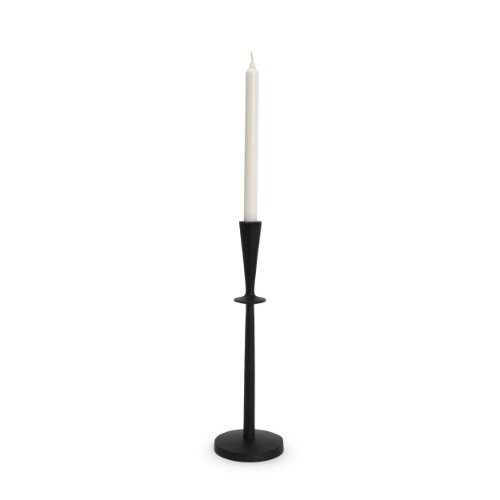 70718 - Qwin Matte Black Cast Aluminum Tall Candle Holder