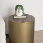 70241 - Eclipse Antique Brass Metal Drum Base w/ Dark Brown Wood Top End/Side Table
