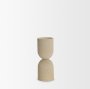 70710 - Qamra Short Beige Textured Metal Pillar Candle Holder