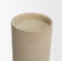 70710 - Qamra Short Beige Textured Metal Pillar Candle Holder