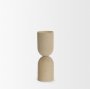 70711 - Qamra Medium Beige Textured Metal Pillar Candle Holder Candle Holder