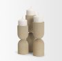 70711 - Qamra Medium Beige Textured Metal Pillar Candle Holder Candle Holder
