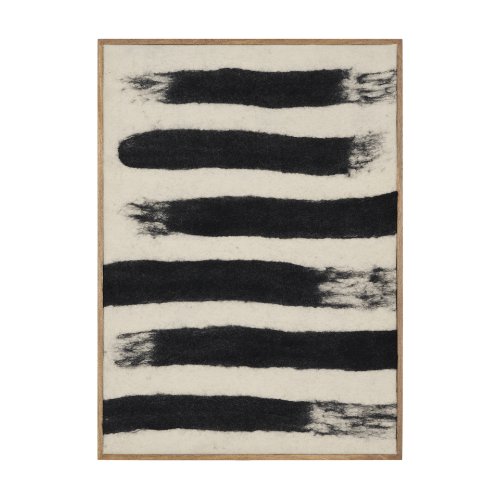 70730 - Rollins Small Cream w/ Black Stripes Wool Framed Art
