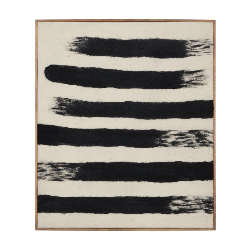 70731 - Rollins Large Cream w/ Black Stripes Wool Framed Art
