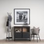 70522 - Everett Matte Black Metal w/ Two Metal Shelves Coat Rack