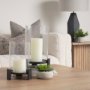 70676 - Price Large Matte Black-Brown Metal w/ Glass Hurricane Candle Holder