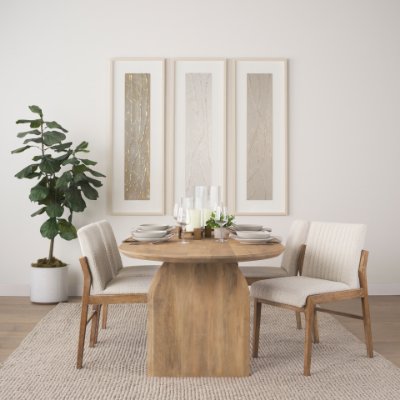 70560-AB - Isla Oval Dining Table w/Light Brown Wood Top & Arched Legs
