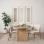 70560-AB - Isla Oval Dining Table w/Light Brown Wood Top & Arched Legs