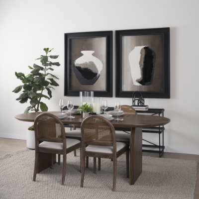 70559-AB - Isla Oval Dining Table w/Dark Brown Wood Top & Arched Legs