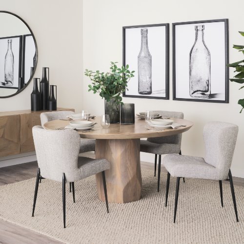 70431 - Hartt Dining Chair W/ Matte Black Metal Frame and Gray Fabric
