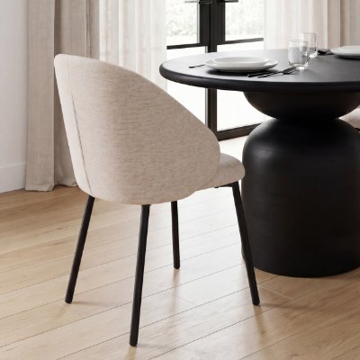 70254 - Shannon Dining Chair w/ Oatmeal Fabric & Matte Black Metal