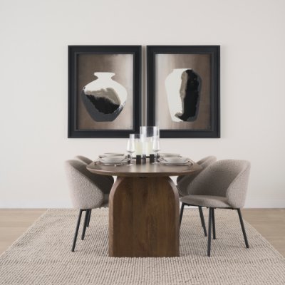 70256 - Shannon Dining Chair w/ Taupe Boucle Fabric & Matte Black Metal