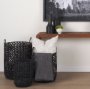 69608 - Lola (Set of 3) Black Water Hyacinth Zig Zag Weave Round Basket W/ Handles
