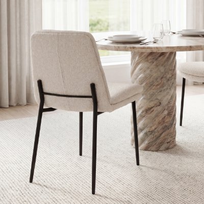 70261 - Eve Dining Chair w/ Cream Boucle Fabric & Matte Black Metal