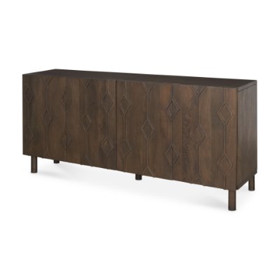70646 - Heera Dark Brown Diamond Motif w/ Shelf Sideboard