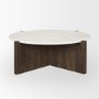 70648-AB - Bianca Dark Brown Wood w/ Marble Round Top Coffee Table