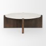 70648-AB - Bianca Dark Brown Wood w/ Marble Round Top Coffee Table