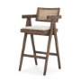 70586 - Indie Medium Brown Wood w/ Cane Bar Stool