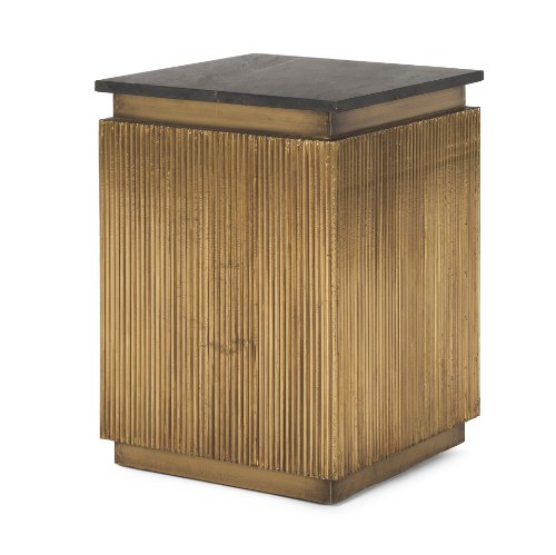 70778 - Satima Black Marble w/ Gold Metal Square Fluted Accent Table