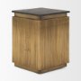 70778 - Satima Black Marble w/ Gold Metal Square Fluted Accent Table
