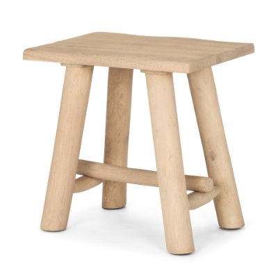 70782 - Sekou Light Brown Short Wooden Craftsman Stool