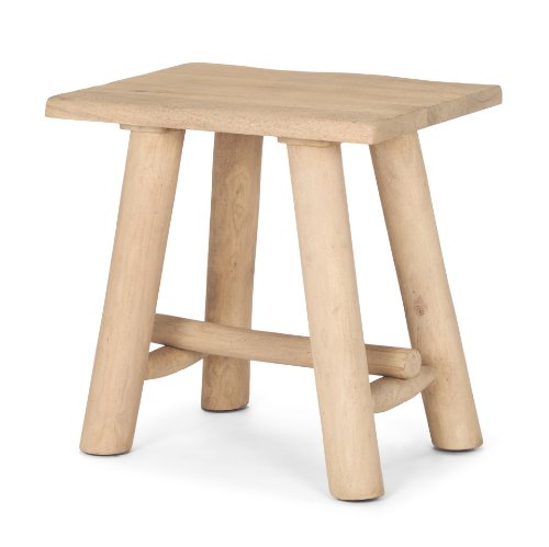 70782 - Sekou Light Brown Short Wooden Craftsman Stool