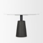 70781-AB - Maxwell 48" Round White Marble Top w/ Black Metal and Wood Pedestal Base Dining Table