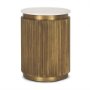 70777 - Satima White Marble w/ Gold Metal Round Fluted Accent Table