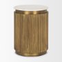 70777 - Satima White Marble w/ Gold Metal Round Fluted Accent Table