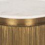 70777 - Satima White Marble w/ Gold Metal Round Fluted Accent Table