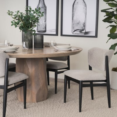 69830 - Cline  20.9L x 23.0W x 31.9H Gray Fabric W/Black Wood Dining Chair
