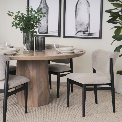 69830 - Cline  20.9L x 23.0W x 31.9H Gray Fabric W/Black Wood Dining Chair