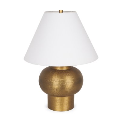 70747 - Salaah Antique Gold Brushed Metal w/ Cream Shade Table Lamp
