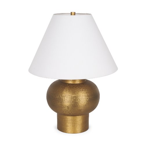 70747 - Salaah Antique Gold Brushed Metal w/ Cream Shade Table Lamp