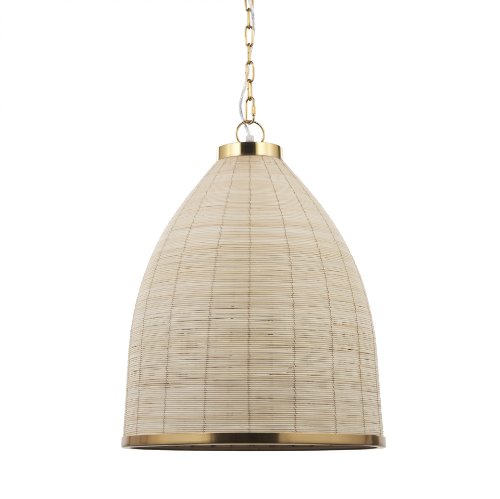 70752 - Saliha Cane w/ Brass Metal Pendant Light