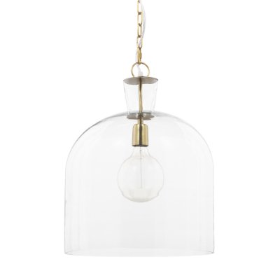 70753 - Sadah Large Clear Blown Glass w/ Gold Metal Pendant Light
