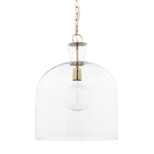 70753 - Sadah Large Clear Blown Glass w/ Gold Metal Pendant Light